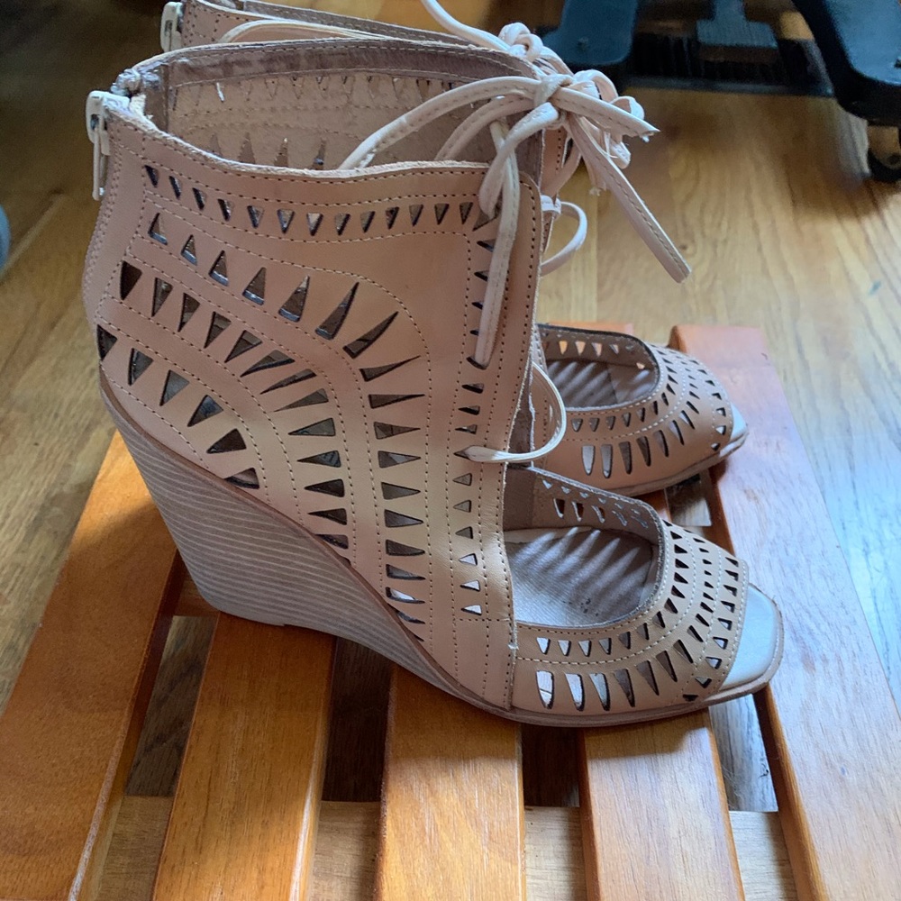 Jeffrey Campbell for Free People Radillo Wedge open toe lace up booties